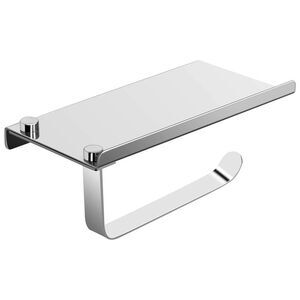 Toilet Paper Holder Phone Shelf Stainless Steel Wall Mount Polished Silver Tone